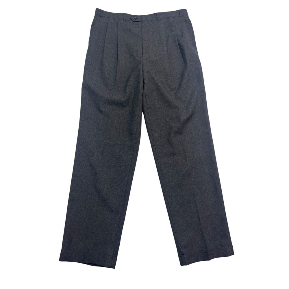 Ralph Lauren 38x34 Charcoal Dress Suit Pants Trousers Wool Pleated Cuffed Mens